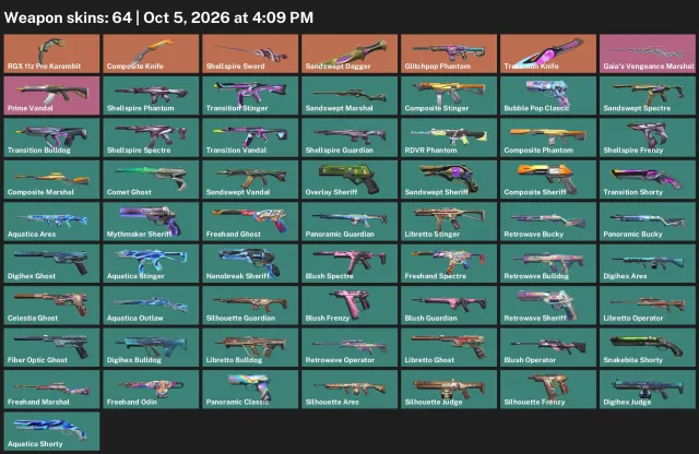 ~ 10 075 VP | 5 knives | Karambit "RGX 11z Pro" | Phantom "Glitch Pop" | Vandal "Prime", Sale, Bronze 1, Agents: 23, Skins: 64