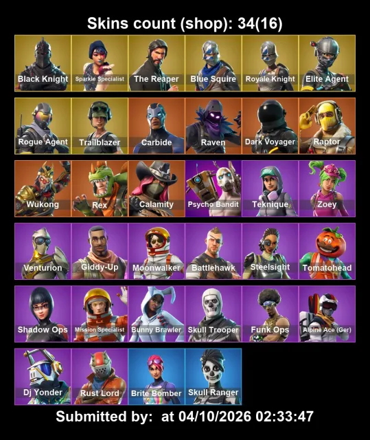 [PC/XBOX]❤️34 Skins❤️Black Knight❤️Sparkle Specialist❤️The Reaper❤️1400 VB, Verkauf, Skins 34