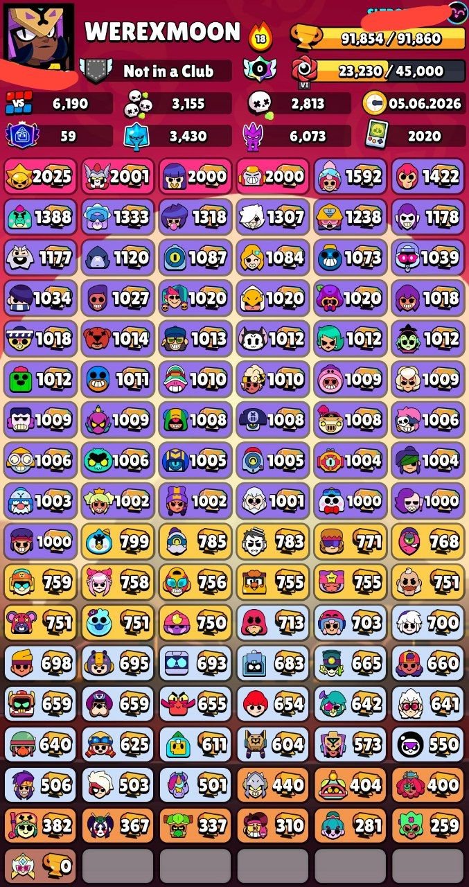 🎅📌91,800🏆🌟103/103👤50 HYPER48 11 STRENGTH🪙280 SKINS ~26K GEMS🎎58 TITLES💮34 BUFFS❇️🔰〔Nika Change 90〕🔰, trophies 91800, brawlers 103, primes 59