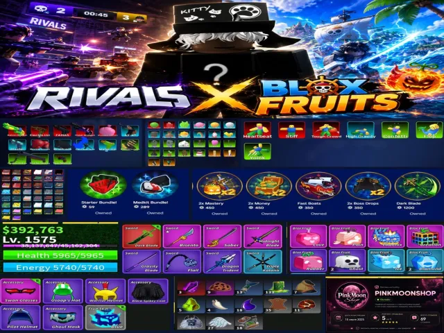 🔥 BLOX FRUITS 1575 LVL • DARK BLADE + 5 ГЕЙМПАССОВ • RIVALS 80 LVL 🔥, Продажа, Voice chat: Нет