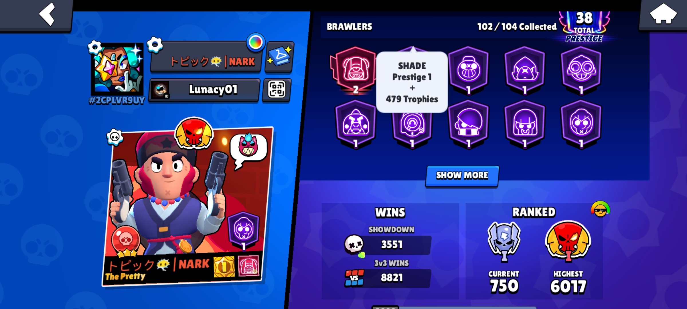 🏆𝟔𝟒𝟓𝟎𝟎🏆❤️🔥ROYAL AGENT❤️🔥🀄CAPTAIN CARL + SOY DARRYL🀄❤️🔥SANTAMIKE❤️🔥⚔️𝟏𝟑 BP + 𝟒𝟎 x 11 POW⚔️, trophies 64515, brawlers 102, primes 38