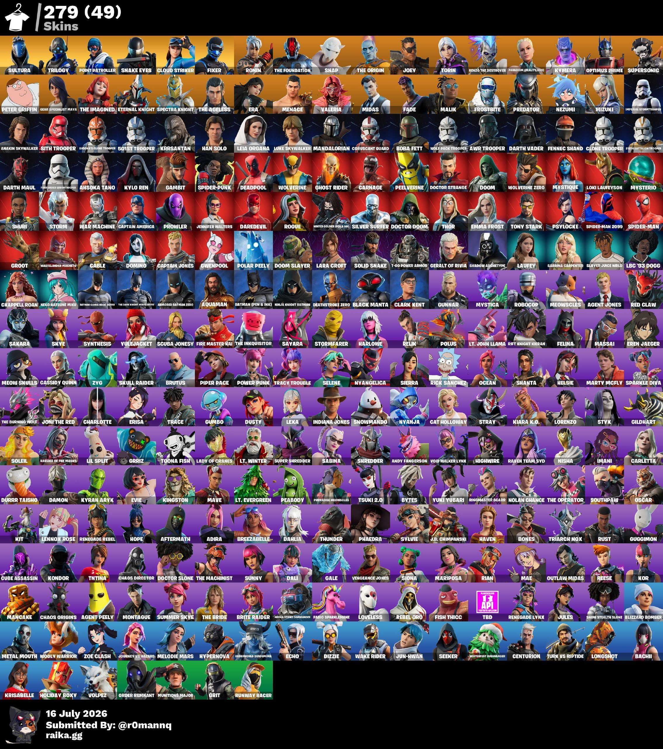 Account with 279 skins and much more, Sale, skins 279