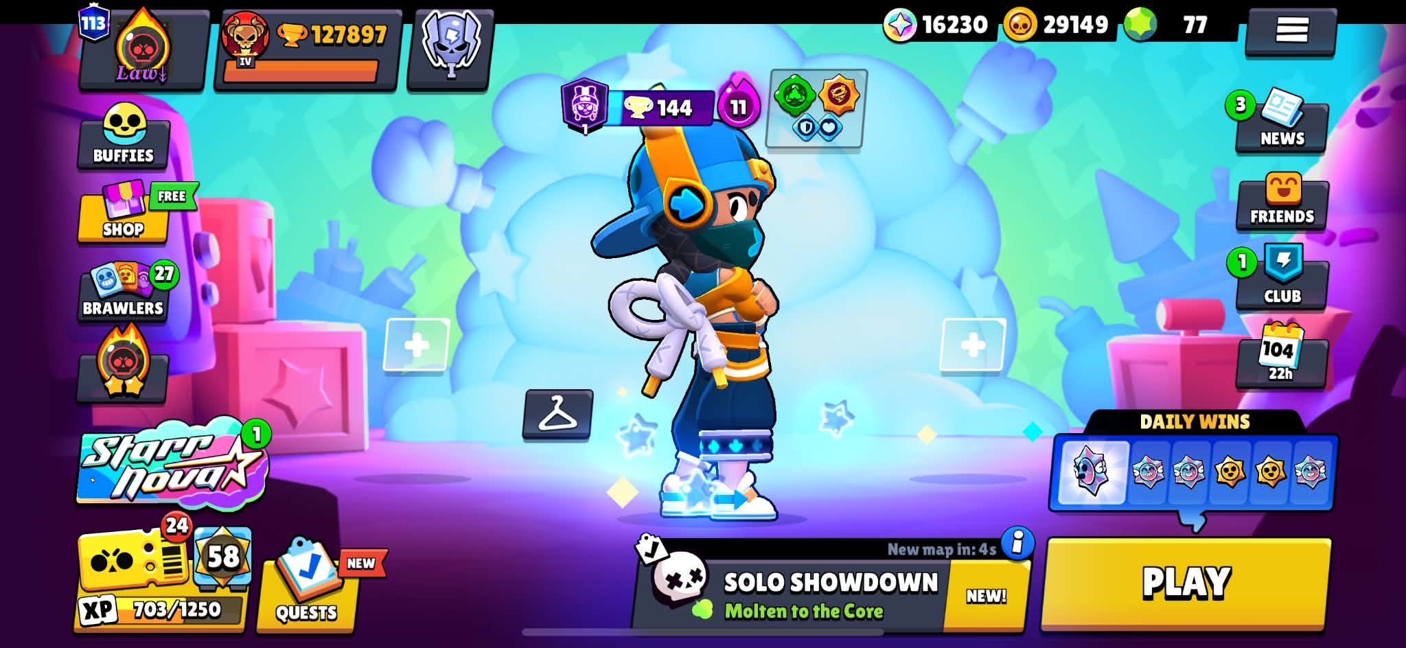 127k+ Trophy | 113 prestige | 400 around skins | ios + android, trophies 127000, brawlers 102