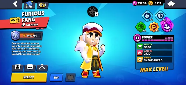 Furious Fang. 37k trophy 3 hyper skin 4 legendary and 4 mythic skins 100+ skins, trophies 37726, brawlers 88