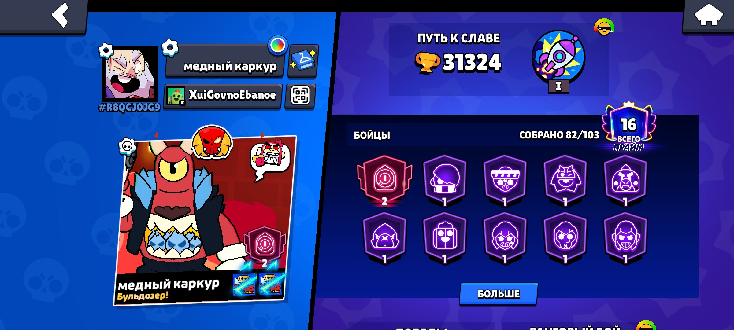 djeinxjwndjendkdnwjndjsnxjsnjxns, trophies 31324, brawlers 82, primes 16
