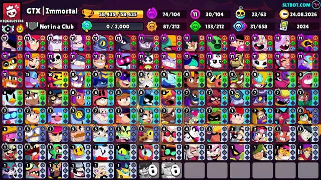 🔥TOP ACCOUNT OF 2024 🔥MANY HYPERS, 58335 trophies, 104 brawlers, 39 primes