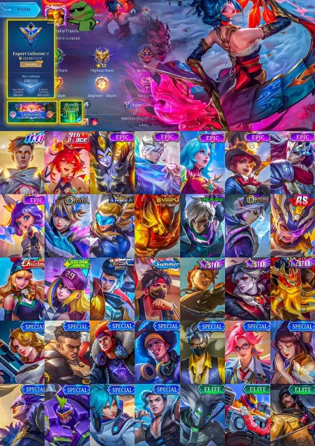 💀 Gusion — Double 11 ⚡ Fanny — 9th Pace 🔥 Gusion — Epic 🌹 Lancelot — Epic, Продажа, Ранг: Мифический, Уровень: 33, Процент перемог: 100%, Герої: 50, Облики: 123