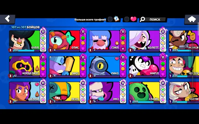 420+ skins/72 full brawlers many gadgets (almost all, at 11 power almost all, 86000 trophies, 107 brawlers, 107 primes
