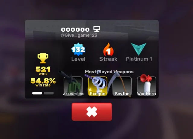 SUPER TOP ACC RIVALSTOP GUN⚪132 LEVEL⚪KEYBLADE⚪ KEYSHOT⚪521 WINS⚪ 17 KEYS, Аккаунты