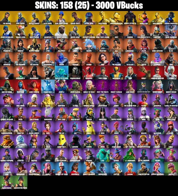 [PC/PSN/XBOX]❤️158 skins❤️OG STW❤️Travis Scott❤️The Reaper❤️Blue Squire❤️3000 VB❤️, Sale, skins 158