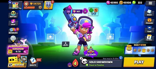 🌐BASE🌐MANY SKINS🌐DISCOUNT🌐36-MAX🌐NEGOTIABLE🌐45K-COINS/SEASON🌐, 54729 trophies, 105 brawlers