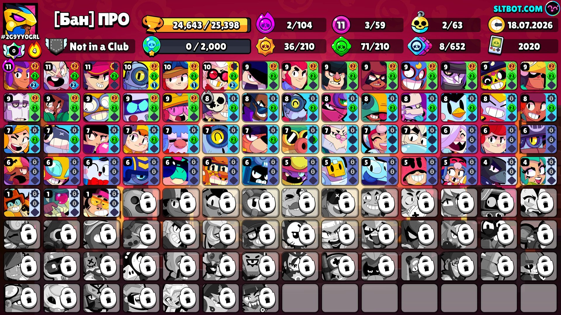 24k🏆Belle Goldhand💚Furious Fang💚Gunslinger Colt💚Golden Leon💚Red Dragon Jessie, trophies 24643, brawlers 59