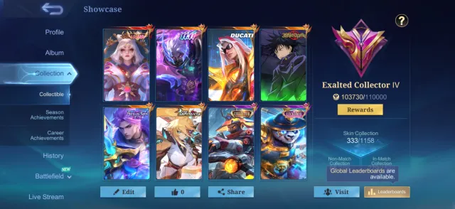 DUCATI LEO🔥COLLECTOR LSS🔥MEGUMI JULIAN🔥HAYA 11.11🔥NOLAN 11.11🔥FANNY, AKAI🔥LYNA LESLEY🔥, Sale, Rank: Epic, Level: 95, Win Rate: 58%, Heroes: 116, Skins: 333