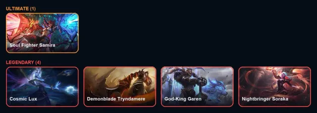 【 Soul Fighter Samira 】【 Cosmic Lux / Demonblade Tryndamere / God-King Garen / Nightbringer Soraka 】, Sale, level 136, champions 101, skins 52, Platinum