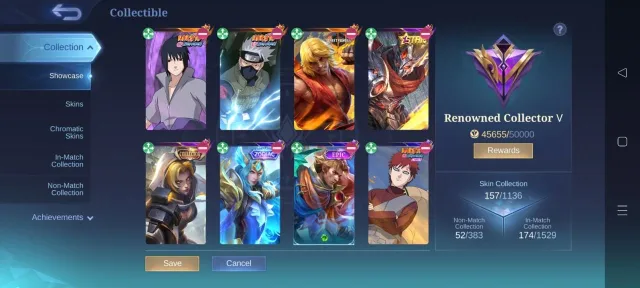 Street fighter chou➤Naruto sasuke⇨kakashi hayabusa⇨gara vale➤Natalia➤star haya➤Epic seal of anvil, Продажа, Ранг: Мифический, Уровень: 52, Процент побед: 51%, Герои: 100, Облики: 157