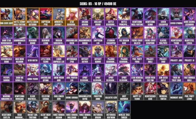 PLATINUM IV💎85 skins 🎯 103 champions💎49.5K BE💎Anniversary Sivir💎Battle Bunny Miss Fortune💎Empyrean, Sale, level 267, champions 103, skins 85, Platinum