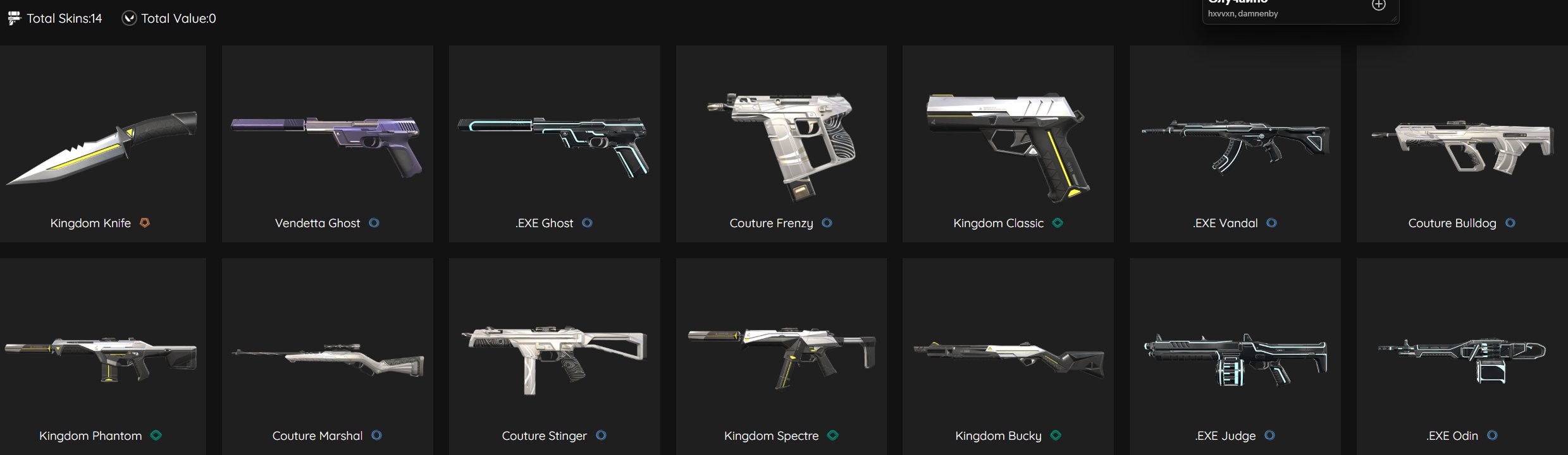 Knife Kingdom Vandal EXE Phantom Kingdom Specter Kingdom Ghost EXE, Sale, Ranked unlocked, Agents: 9, Skins: 14