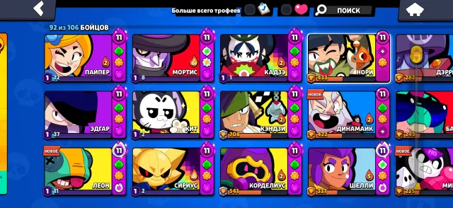 Top account for your money, 12500 trophies, 92 brawlers, 7 primes