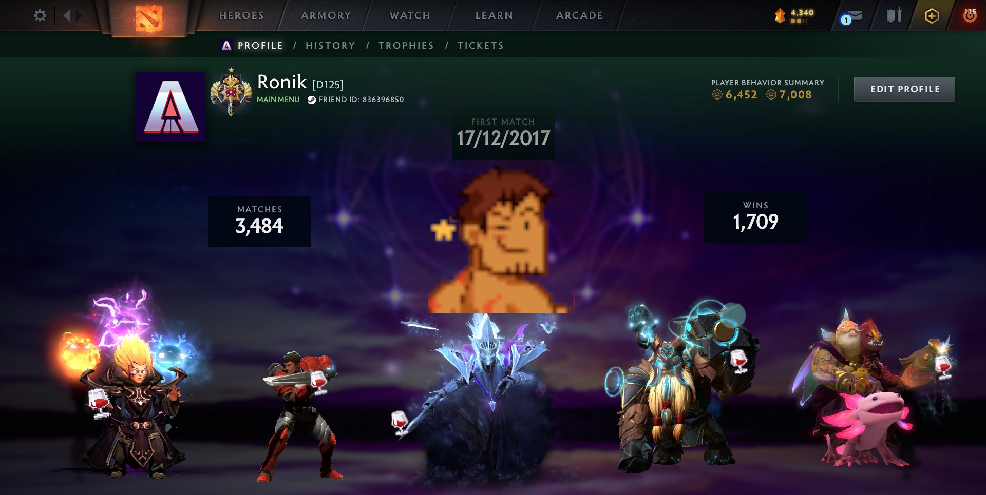 🟢 Main Account for Sale 🟢, Sale, 3030 MMR, 7008 Behavior score, 6452 вежливости, 3484 games, 3767 hours