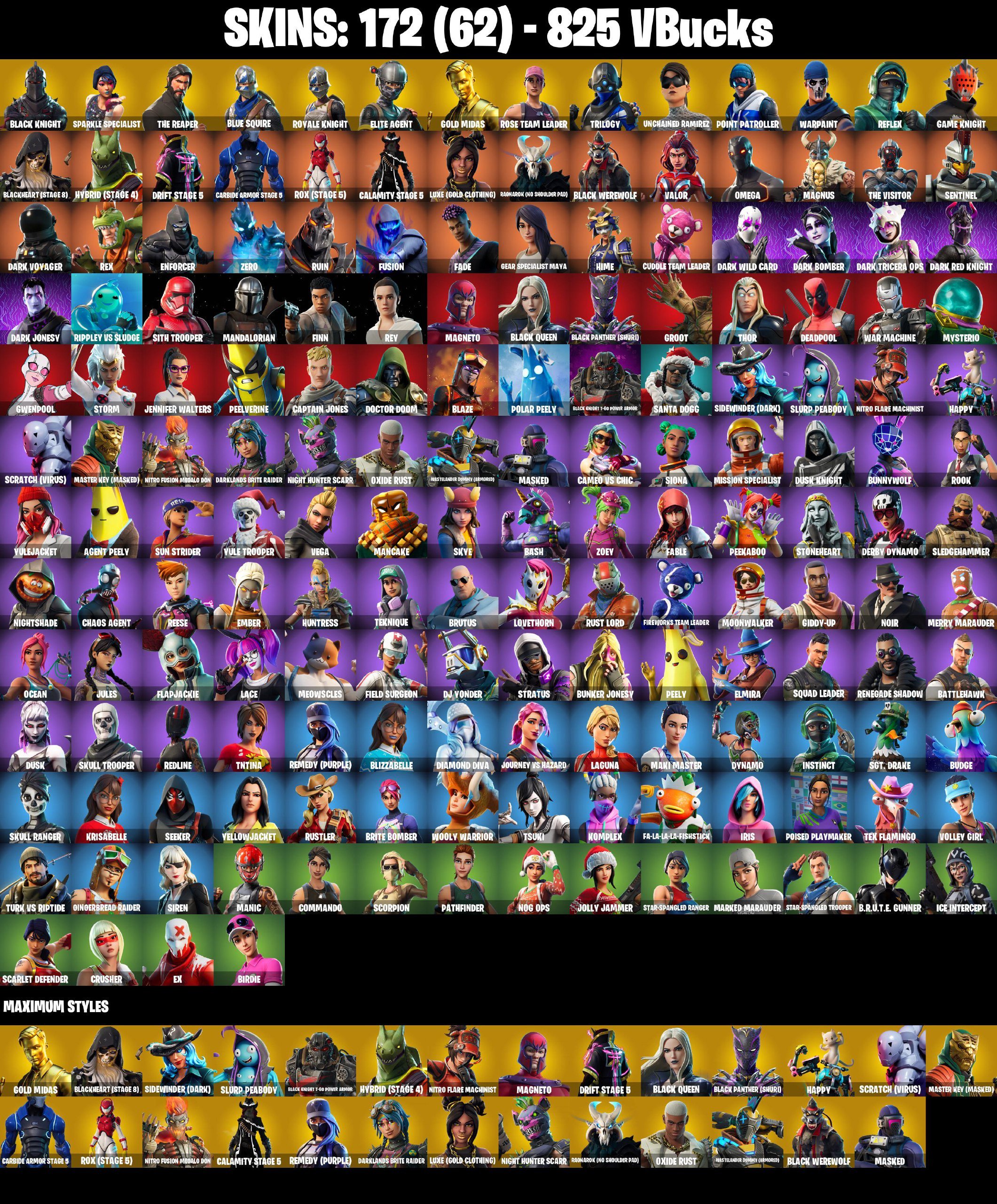 180 SKINS | Black Knight | Sparkle Specialist | Reflex | Royale Knight | Blue Squire | The Reaper, Sale, skins 180