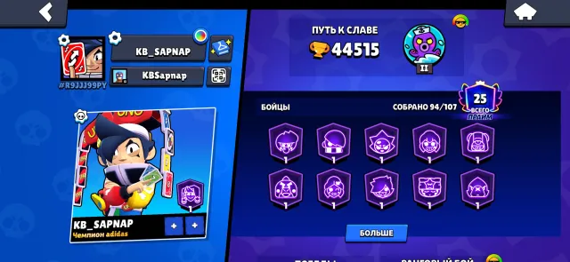 🔥GOOD ACCOUNT | 44500🏆 | 94 - BRAWLERS🥷 | 29 BUFFS🍭 | 21 - 11 POWER👑| 2023 YEAR📍, 44500 trophies, 94 brawlers, 25 primes