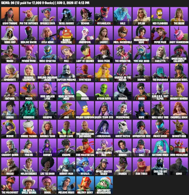 🥰Hatsune Miku😉Kong😘Rubius😉AUTO-RELEASE❤️🔥IDEAL FOR A NEWCOMER😎FULL ACCESS🥰, Sale, skins 96