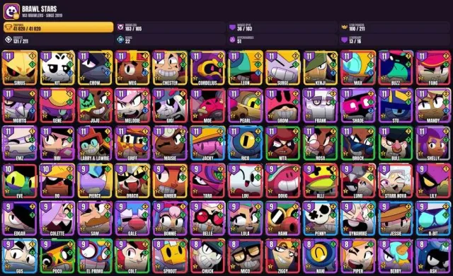 103 brawlers 💠 240 OLD OG skins 💠 36 maxed 🎯 💠 51 hyper 💠 1 prestige 🏆 41.8K trophies 💠 SANTA, 41820 trophies, 103 brawlers