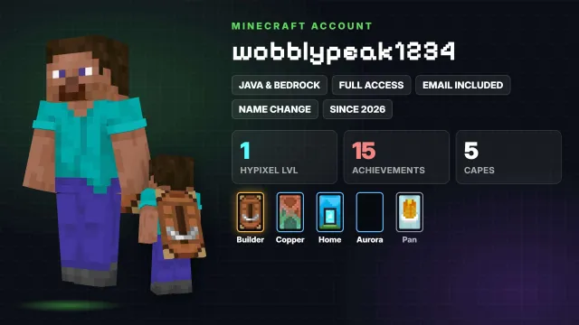 🦸 Cloaks (5): Builder, Copper, Home, Aurora, Pan ✅ Java & Bedrock & full access, Sale, All account data