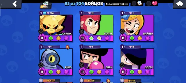 brawl stars account 2019💥💥, trophies 28654, brawlers 94, primes 6