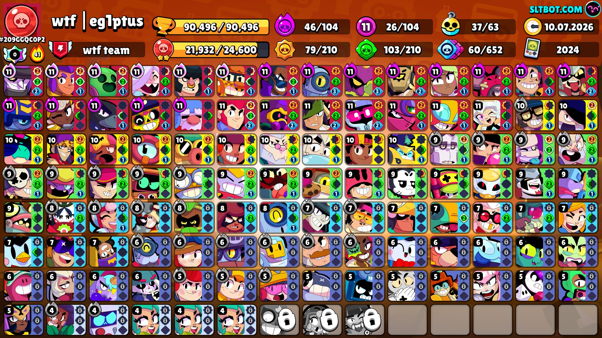 🌊OLD ACCOUNT (2024)🌊⭐SKINS ~30K (250+ PIECES)⭐✅26PCS 11 STRENGTH✅🌈LOTS OF SECOND PRIME, EX SKINS🌈, trophies 90496, brawlers 104, primes 62