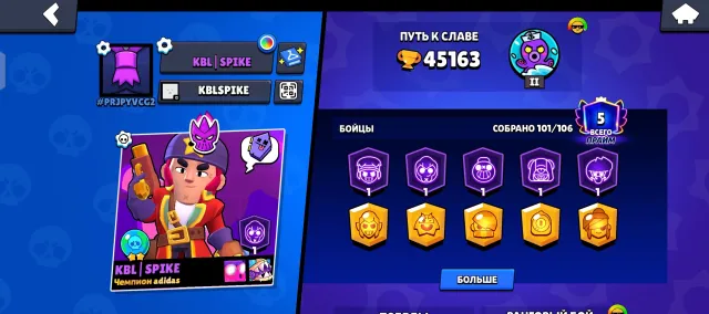 🔥💎 ACCOUNT OF 2020 • MANY SKINS 💎🔥, 45163 trophies, 101 brawlers, 5 primes