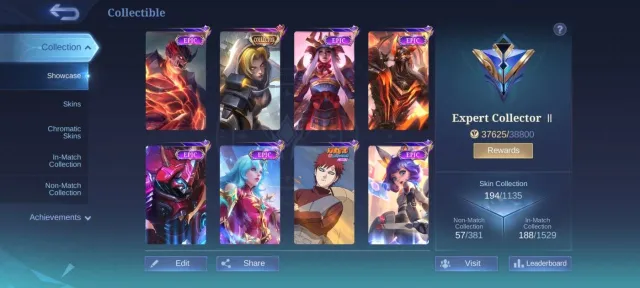 ML# 1662 collector Natalia Gaara Vale EPIC Freya Moskov Carmila Grock khufra emblem Max, Sale, Rank: Mythic, Level: 57, Winrate: 50%, Heroes: 105, Skins: 194