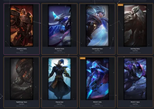 EUW / DJ Sona, Elementalist Lux, Galaxy Storm Miss Fortune, Dreadnova Darius + 7 leg, Sale, level 89, champions 131, skins 126, No rank