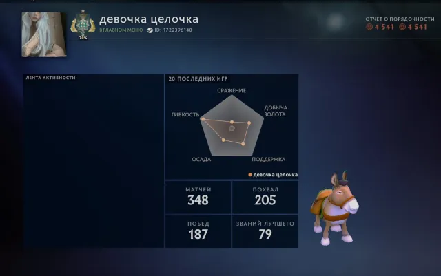 TOP-ACCOUNT, 2419 MMR OHNE LP, Verkauf, 2419 MMR, 4500 Anstand, 4500 Höflichkeit, 348 Spiele, 303 Stunden