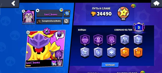 ,A BEGINNER'S ACCOUNTTOP ACCOUNT,READ THE DESCRIPTION, trophies 24490, brawlers 92, primes 3