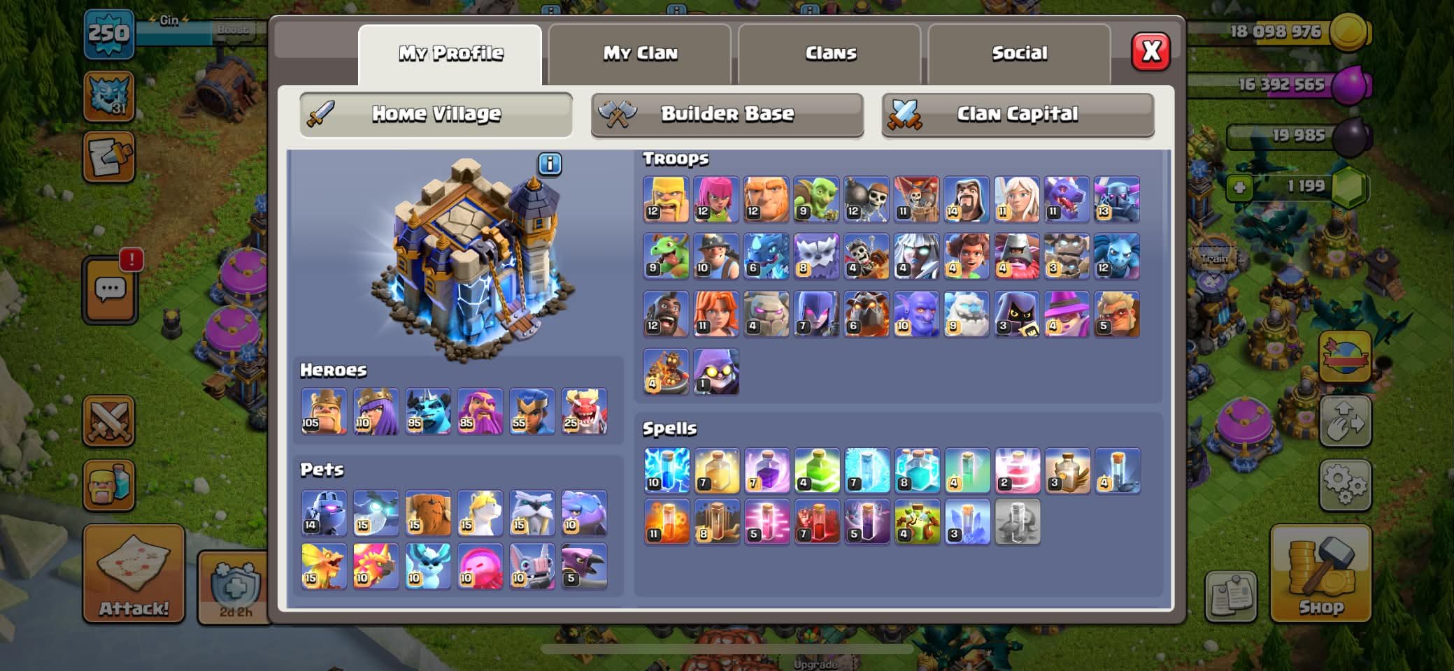 Th18➤Hero:105.110.95.85.55.25➤Best Hero Equipment Mx➤Max Army Def walla➤Little Left➤Relink Possible, 18 TH Main Village