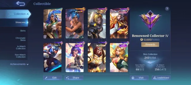 LUCKYBOX Lancelot Natalia KOF Karina 28 deluxe EPIC carmila EPIC valir Gaara Vale Stun Chou, Продажа, Ранг: Епик, Уровень: 56, Процент перемог: 50%, Герої: 120, Облики: 243