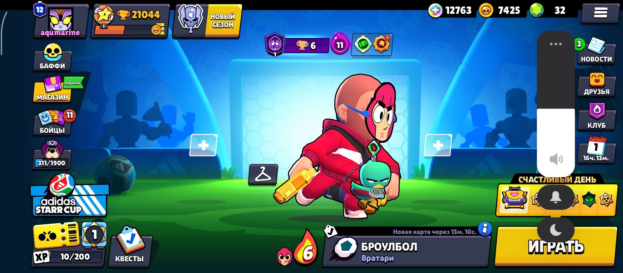 🎅20,500🏆🌟80/101👤20 giper30 11 silЛ🪙140+ skin ~30 gemov🎎11 titulov💮14baff❇️7 bp〔mifik〕, trophies 20000, brawlers 80, primes 12