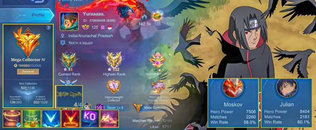 JJK SET NARUTO ITACHI SASUKE MOSKOV ABYSS PAQUITO COLLECTOR LESLEY JHONSON GUSION LEGEND