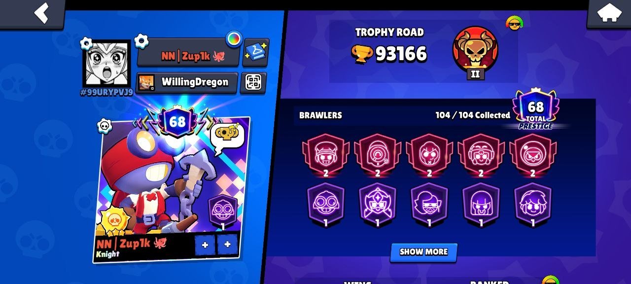 ✨ FULL ACCOUNT TRANSFER ✨🔥 🏆 93K trophies 👥 58 brawlers ⭐ 5 Second Primes, trophies 93139, brawlers 104, primes 68