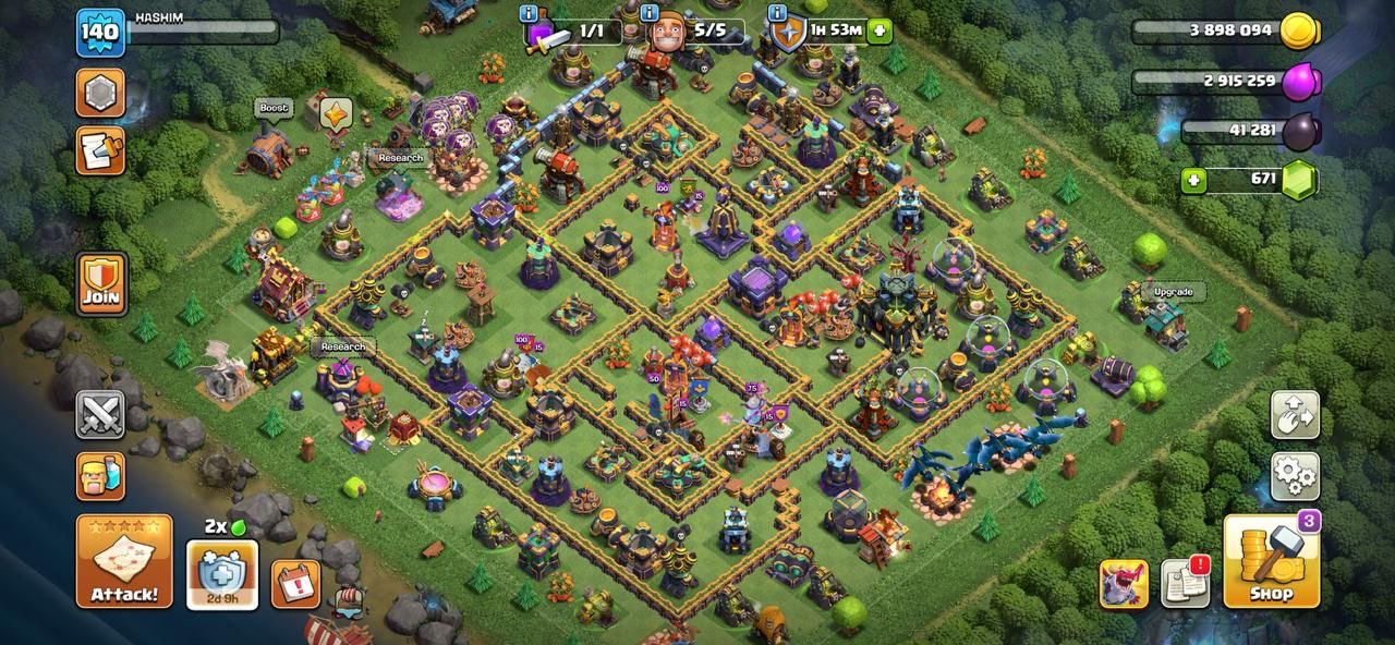 TH17 High Level Troops ✅ League Warden Skin ✅ 54-56-42-42-30 ✅ 11× Epic High Level, 17 TH Main Village, 10 TH Builder