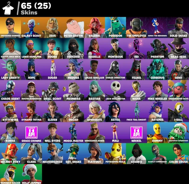[PC/XBOX] ❤️65 skins ❤️ Unchained Ramirez ❤️Sonic the Hedgehog ❤️Solid Snake ❤️1100 VB🫶🏼, Продажа, скины 20