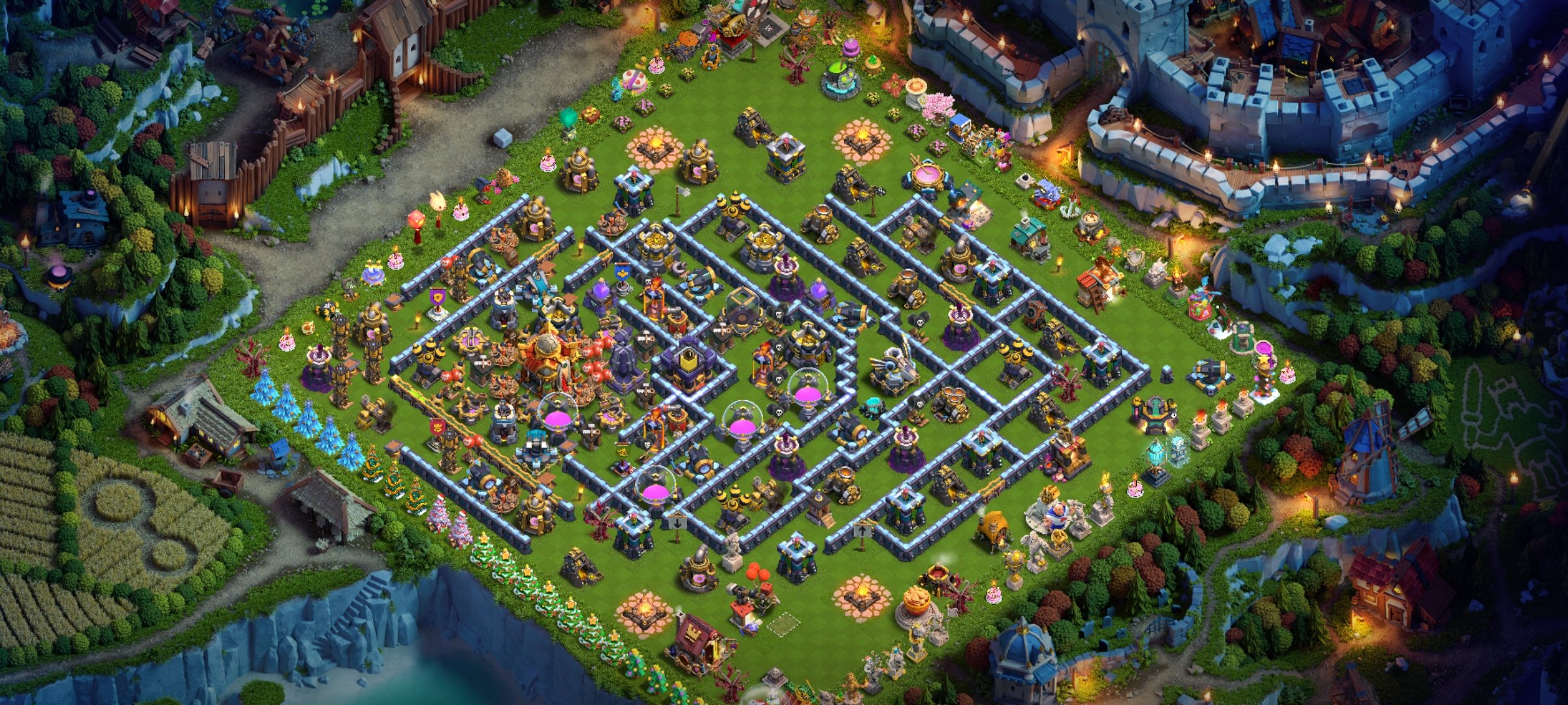 🔥🔥🔥【TOWN HALL 16 (DECOR)】【HEROES-66/67/36/32/12】【27 SKINS + 2 DESIGN】【🍀CHANGE EMAIL🍀】🔥🔥🔥, 16 TH Main Village