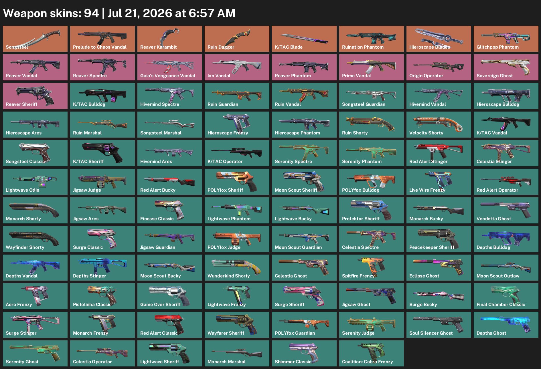 Ja | EU | Inactive 0 days | 26 850 VP | 5 Knives + 94 Skins | Lvl: 21 | Inventory value: ~ 26,850 VP, Sale, Gold 1, Agents: 24, Skins: 94