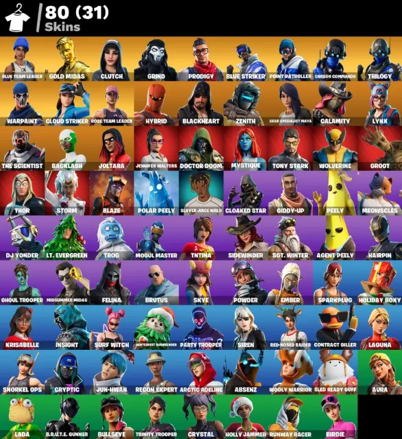 👕 80 скинов 🎮 1946 Уровень 💰 650 V-bucks 💰 OG STW | Leviathan Axe | Blue Team Leader | Gold Midas, Продажа, скины 80