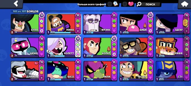 Very good account for its price, 60931 trophies, 105 brawlers, 34 primes