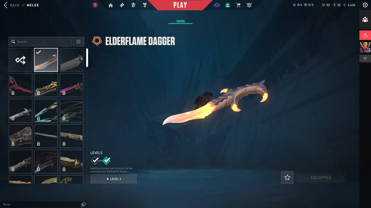 EU | Elderflame Dagger 🔥 | RGX 11z Pro Vandal, Sentinels Of Lights Vandal, Sale, Platinum 1, Agents: 14, Skins: 5