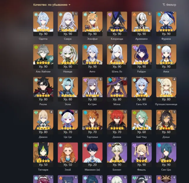 PERSONAL ACCOUNT+HCR 🔥C6 Harlequin + Signa | 🧊C1 Skirk (with Signa) + Escoffier | Odetta | Event banner 68, Any platform, Email linked, Lumine, Levelled up, AR 60, Event 64, Standard 8, Primogems 100