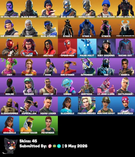 [PC] FA 43 skins Og Skull Trooper | Black Knight | Sparkle Specialist |Omega (stage 5) |, Sale, skins 43