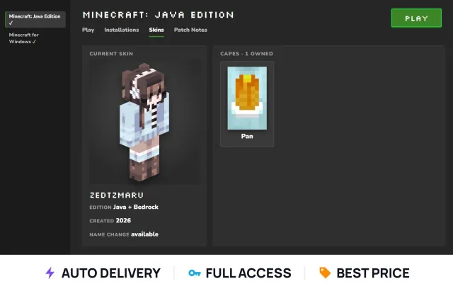 🧊 Java + Bedrock 🧊 from 2026 🧊 Hypixel VIP 🧊 nickname change available 🧊 Pan 🧊 Full access, Sale, All account data
